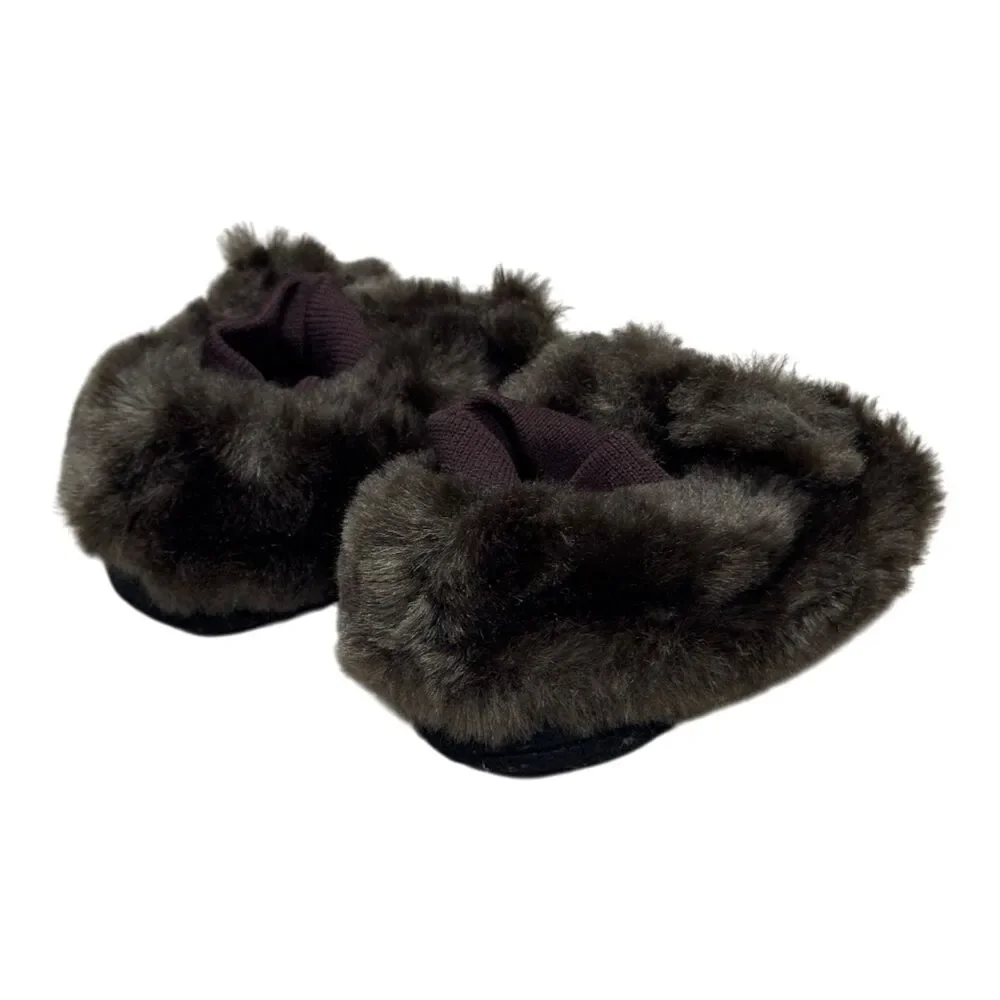 L.L. Bean Toddler Animal Paws Bear Slippers Sz 3-4 Faux Fur Paw Sole Cozy Indoor
